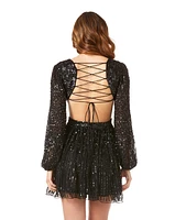 Lara Women's Long Sleeve Cut Out Dress with Lace Up Back