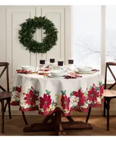 Elrene Poinsettia Garlands Engineered Tablecloth