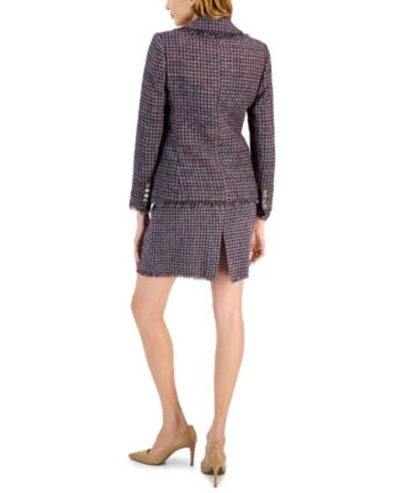 Tahari Asl Womens Tweed Blazer Bow Neck Long Sleeve Top Tweed Pencil Skirt