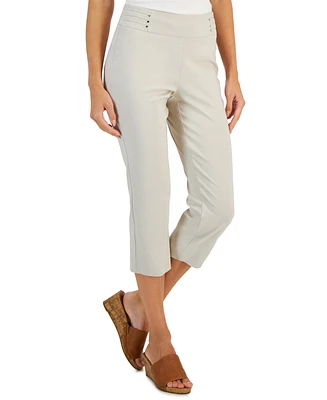 Jm Collection Women's Pull On Slim-Fit Rivet Detail Cropped Pants, Created for Macy's