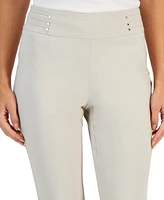 Jm Collection Women's Pull On Slim-Fit Rivet Detail Cropped Pants, Created for Macy's