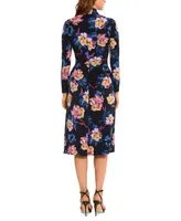 Maggy London Women's Printed Knit Mock Neck Dress