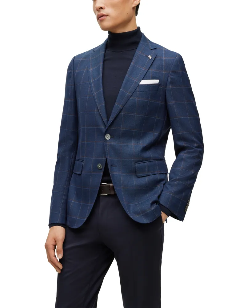 Boss by Hugo Men's Checked Stretch Slim-Fit Jacket
