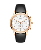 Daniel Wellington Men's Iconic Chronograph Sheffield Black Leather Watch 42mm