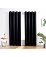 Hlc.me Oxford Room Darkening Curtains for Bedroom, Noise Reduction Thermal Insulated Window Curtain Grommet Panels