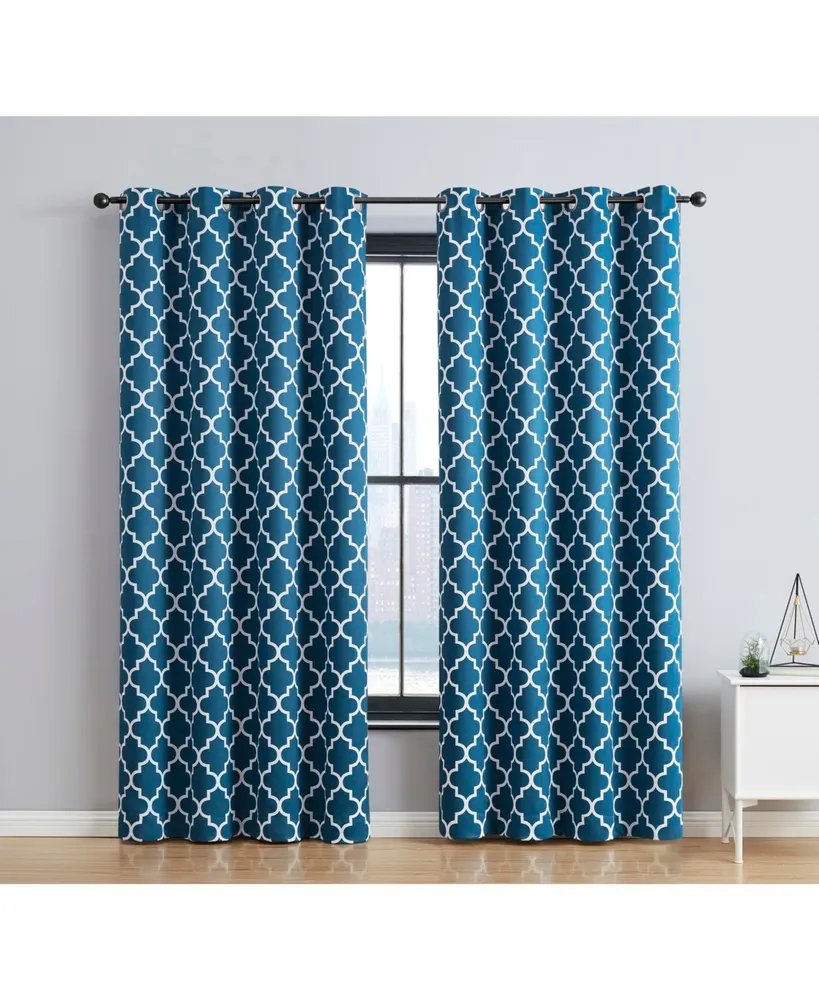 Hlc.me Lattice Print Drape Blackout Curtains Pattern - Weather Insulated Curtains