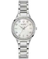 Bulova Women's Classic Crystal Stainless Steel Bracelet Watch Box Set 30mm