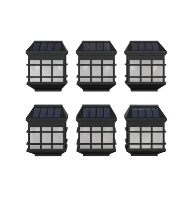 Merrick Lane Wall Mount Led Solar Powered Fence And Deck Lights - All-Weather Decorative Set Of 6