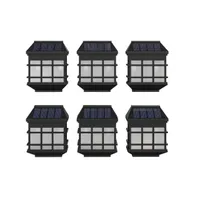 Wall Mount Led Solar Powered Fence And Deck Lights - All-Weather Decorative Set Of 6