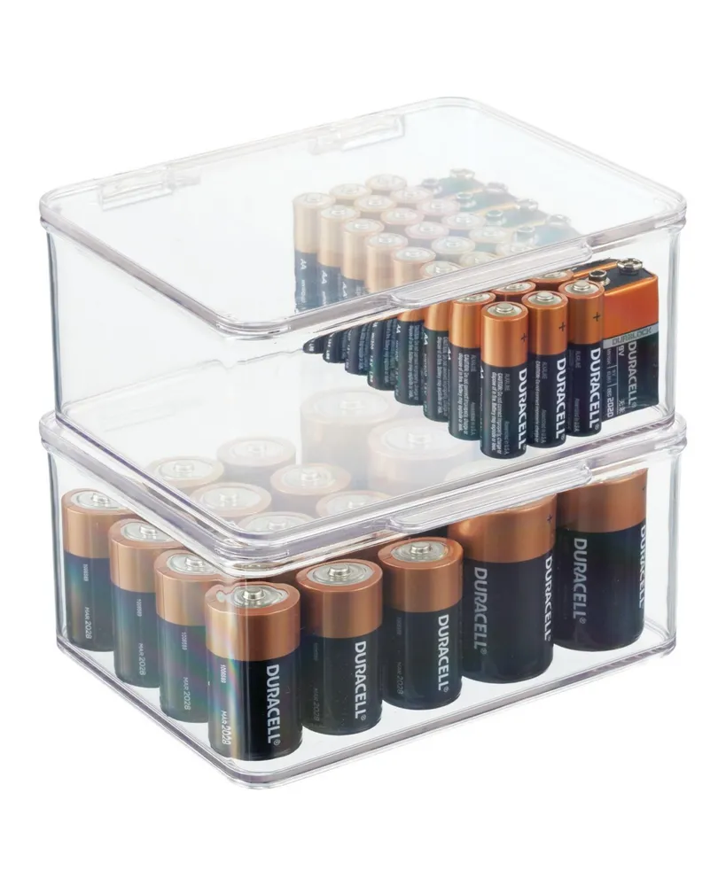 MDesign Plastic Stackable Divided Battery Storage Organizer Box