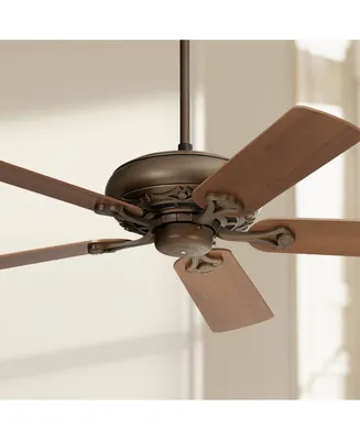 Casa Vieja 52" Trilogy Rustic Farmhouse Low Profile Indoor Ceiling Fan Oil Rubbed Bronze Brown Reversible Walnut Cherry Blades for House Bedroom Famil