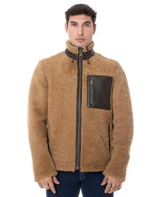 Furniq Uk Men's Furry Teddy Coat, Brown Wool