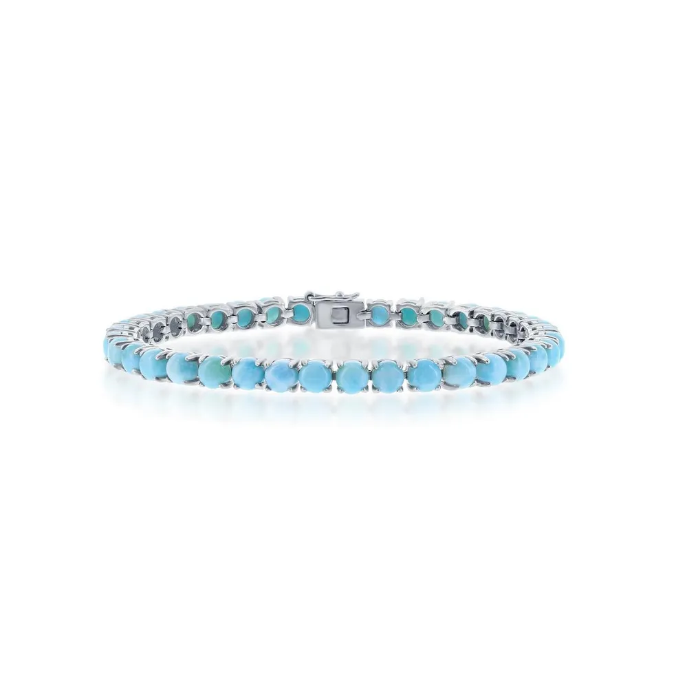 Sterling Silver 5mm Larimar Tennis Bracelet