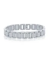 Stainless Steel Cz Square Link Bracelet