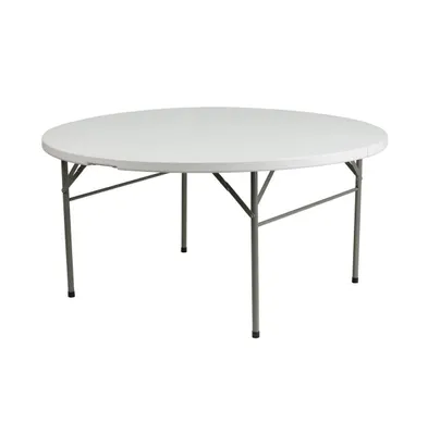 Emma+Oliver 5-Foot Round Bi-Fold Plastic Folding Table With Carrying Handle