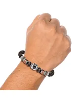 Marvel Black Panther Mens Stainless Steel Beaded Lariat Bracelet - Adjustable