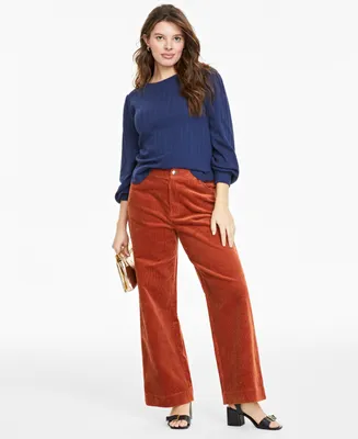 On 34th Women's Pointelle-Rib Long-Sleeve Top, Created for Macy's