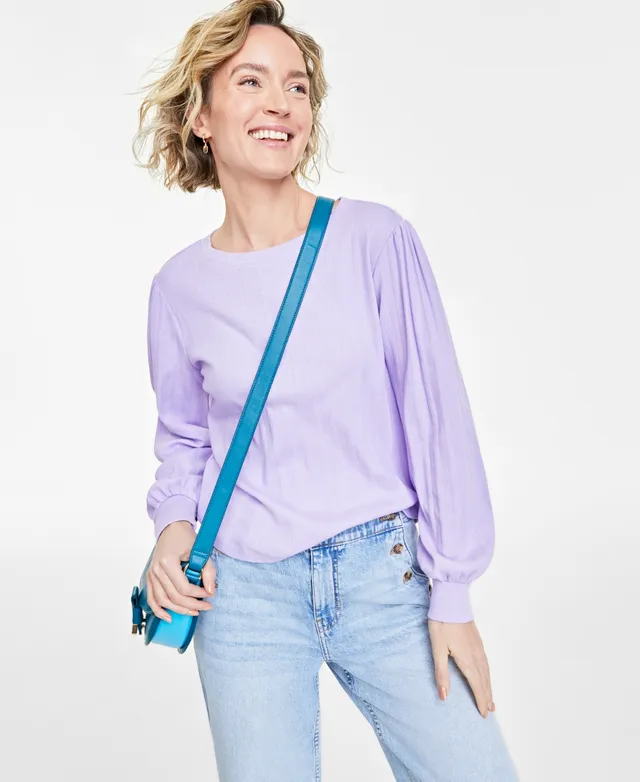 On 34th Women's Ribbed Long-Sleeve Henley Top, Created for Macy's