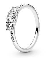 Pandora Cubic Zirconia Timeless Clear Three-Stone Ring