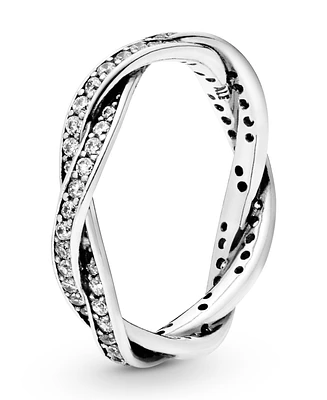 Pandora Cubic Zirconia Timeless Sparkling Twisted Lines Ring