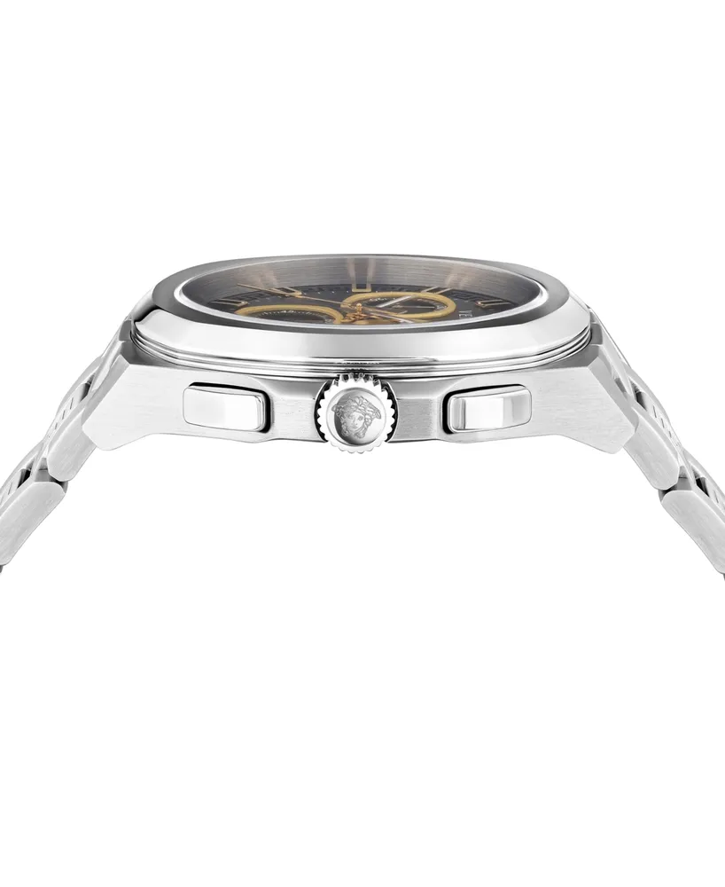 Versace Men's Swiss Chronograph Geo Stainless Steel Bracelet Watch 43mm