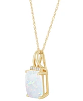 Opal (1-3/4 ct. t.w.) & Diamond (1/20 ct. t.w.) 18" Pendant Necklace in 14k Gold