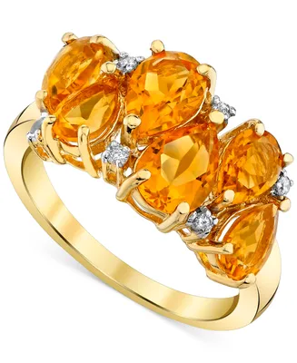 Citrine (2-7/8 ct. t.w.) & Diamond Accent Pear Cluster Ring in 10k Gold