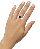 Onyx & Diamond (1/6 ct. t.w.) Statement Ring in Sterling Silver