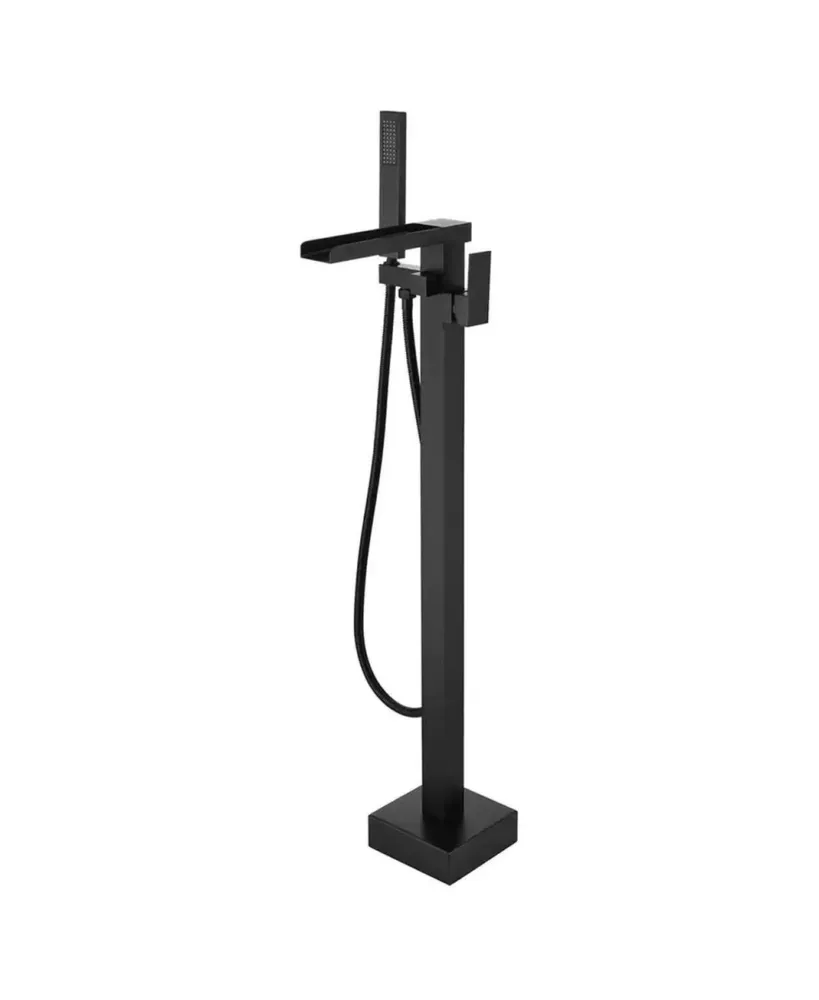 Simplie Fun 1-Handle Freestanding Bathtub Faucet With Hand Shower, Matte Black