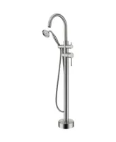 Streamdale Furniture Freestanding Tub Filler Bathtub Faucet Brushed Nickel With Hand Held Shower Floor-Mount