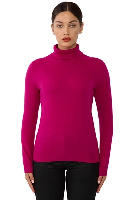 Jennie Liu Women's 100% Pure Cashmere Long Sleeve Turtleneck Pullover Sweater