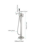 Brushed Nickel Floor Mount Bathtub Faucet with Hand Shower