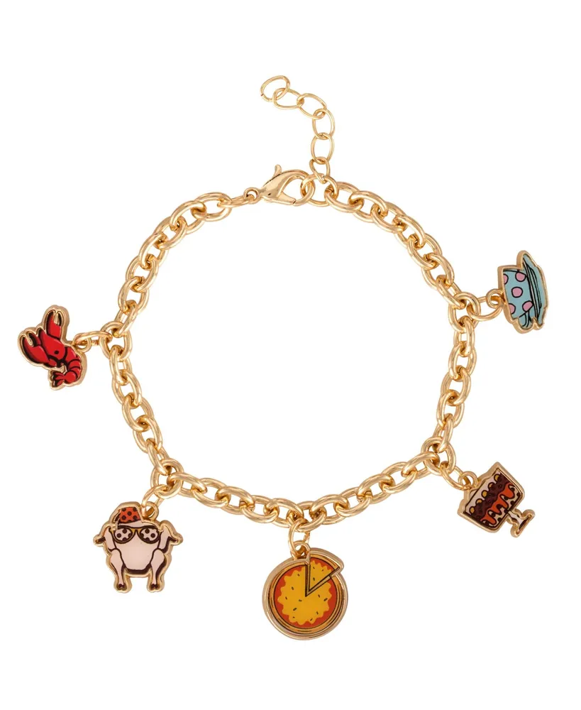 Friends Tv Show Fashion Charm Bracelet, 5 Charms - 7 + 1"