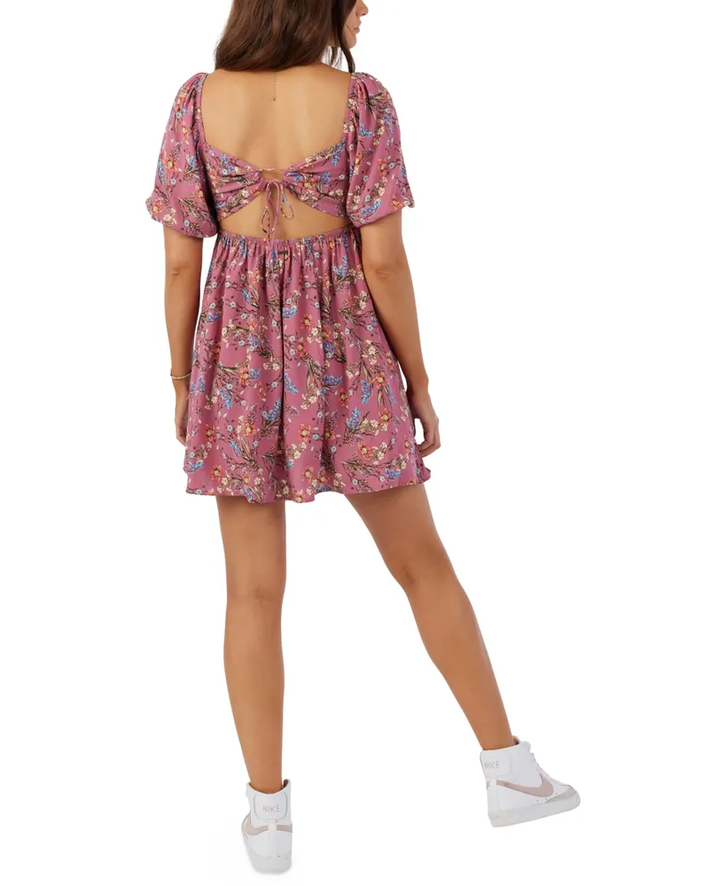 O'Neill Juniors' Manda Floral-Print Puff-Sleeve Mini Dress