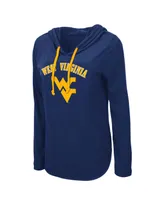 Women's Colosseum Navy West Virginia Mountaineers My Lover Lightweight Hooded Long Sleeve T-shirt