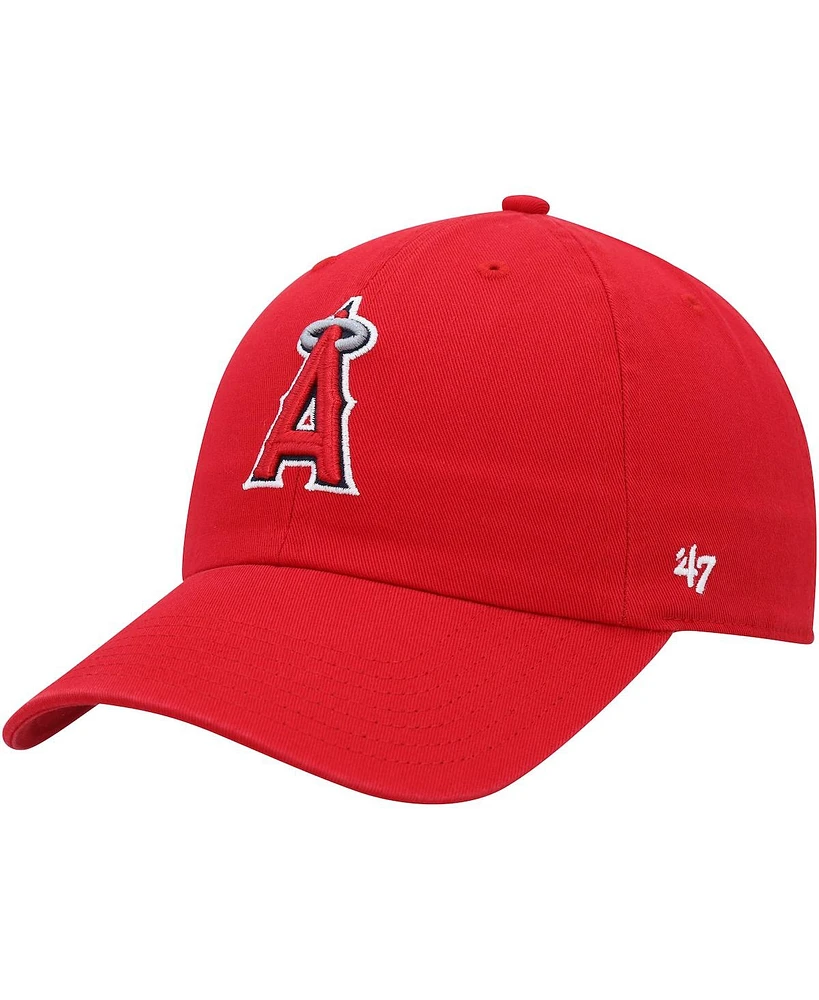 Youth Boys and Girls '47 Brand Red Los Angeles Angels Clean Up Adjustable Hat