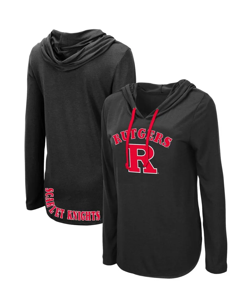 Women's Colosseum Black Rutgers Scarlet Knights My Lover Lightweight Hooded Long Sleeve T-shirt