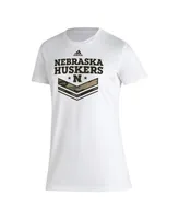 Women's adidas White Nebraska Huskers Military-Inspired Appreciation Aeroready T-shirt