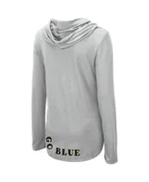 Women's Colosseum Heather Gray Michigan Wolverines My Lover Lightweight Hooded Long Sleeve T-shirt