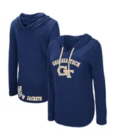 Women's Colosseum Navy Georgia Tech Yellow Jackets My Lover Lightweight Hooded Long Sleeve T-shirt