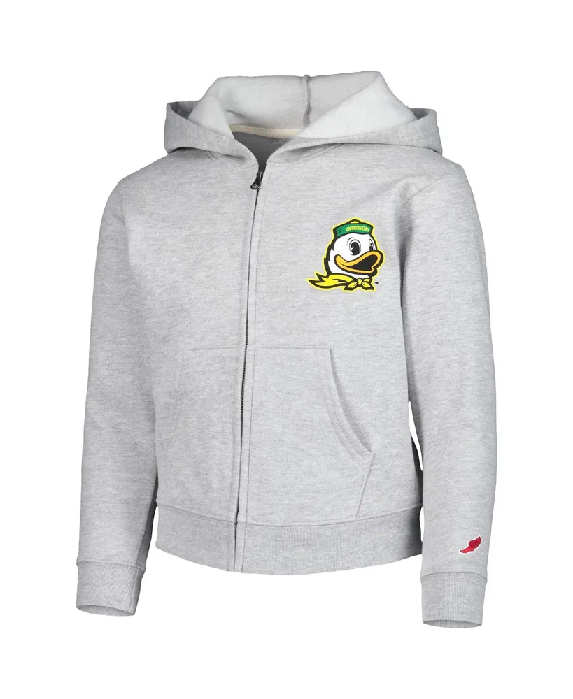 Big Boys League Collegiate Wear Heather Gray Oregon Ducks Full-Zip Hoodie