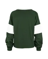 Women's '47 Brand Green Distressed Michigan State Spartans Upside Rhea Raglan Long Sleeve T-shirt