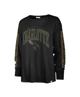 Women's '47 Brand Black Distressed Charlotte Hornets City Edition Soa Long Sleeve T-shirt