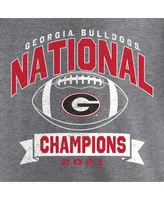 Women's Fanatics Gray Distressed Georgia Bulldogs College Football Playoff 2021 National Champions Reverse Vintage-Like V-Neck T-Shirt