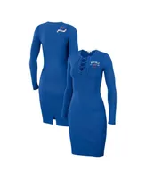 Women's Wear by Erin Andrews Royal Buffalo Bills Lace Up Long Sleeve Dress