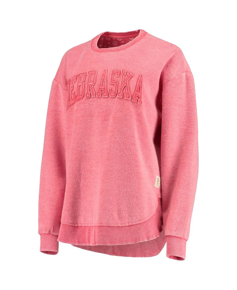 Women's Pressbox Scarlet Distressed Nebraska Huskers Ponchoville Pullover Sweatshirt