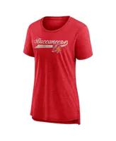 Women's Fanatics Heather Red Distressed Tampa Bay Buccaneers Original Play Tri-Blend T-shirt