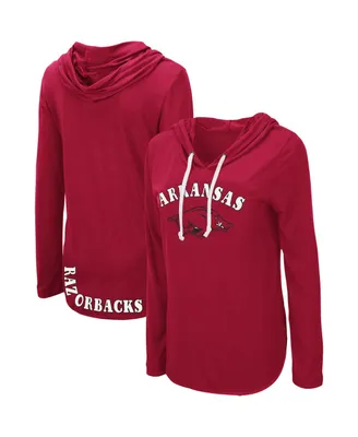 Women's Colosseum Cardinal Arkansas Razorbacks My Lover Lightweight Hooded Long Sleeve T-shirt