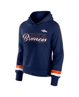 Women's Fanatics Navy Denver Broncos Over Under Pullover Hoodie