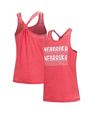 Women's League Collegiate Wear Scarlet Nebraska Huskers Stacked Name Racerback Tank Top